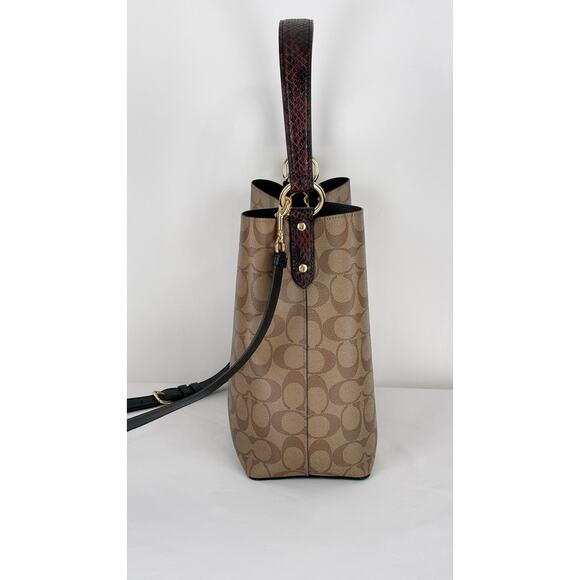 Coach X Jean Michel Basquiat Town Bucket Bag In Signature Canvas Brown Purse New - Picture 4 of 15